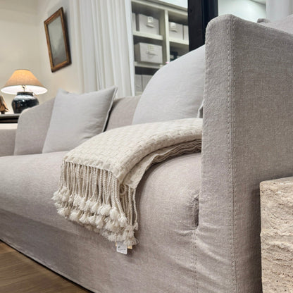 Thibaut Flax Linen Slipcovered Sofa 98in