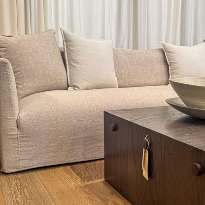 Thibaut Flax Linen Slipcovered Sofa 98in