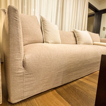 Thibaut Flax Linen Slipcovered Sofa 98in