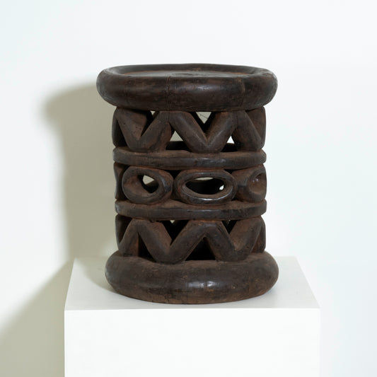 Hand Carved Banded Indigenous West African Stool