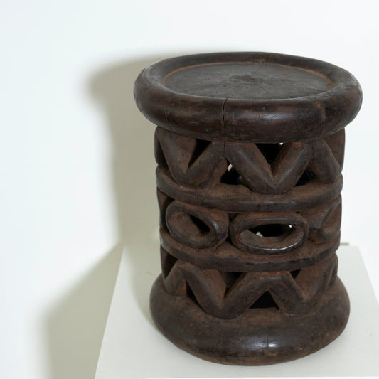 Hand Carved Banded Indigenous West African Stool