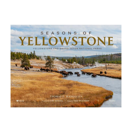 Book cover of 'Seasons of Yellowstone' with a scenic view of a river and mountains.