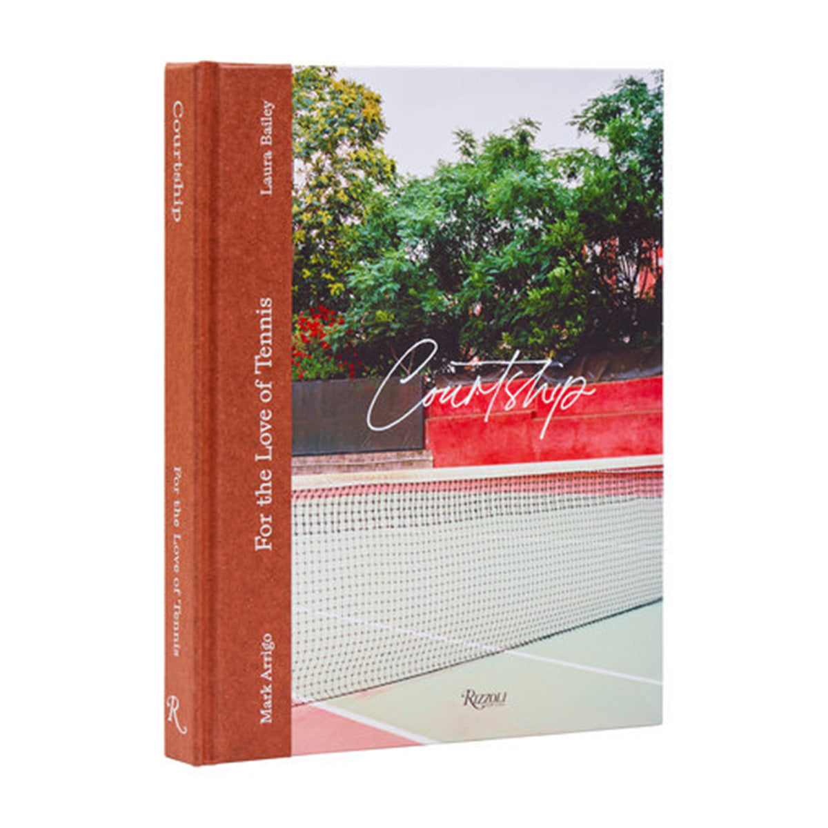 Book titled 'Courtship: For the Love of Tennis' with a tennis court image on the cover.