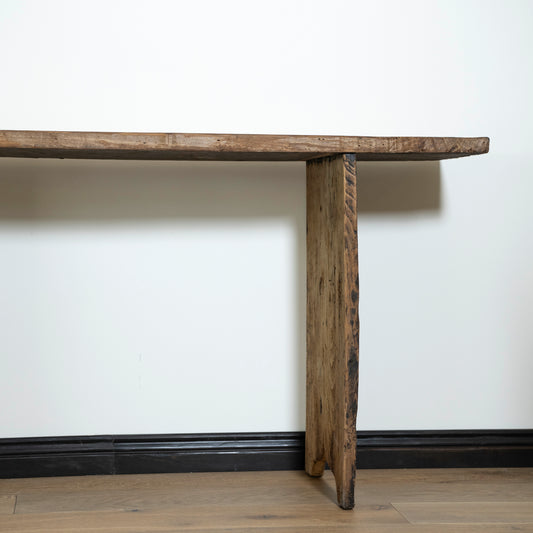 17th Century wooden console table closeup.