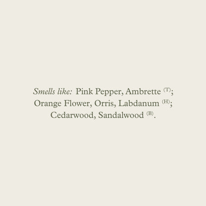 The minimalist text label on an off-white background lists the scent profile of maison detto fragrance durban jane