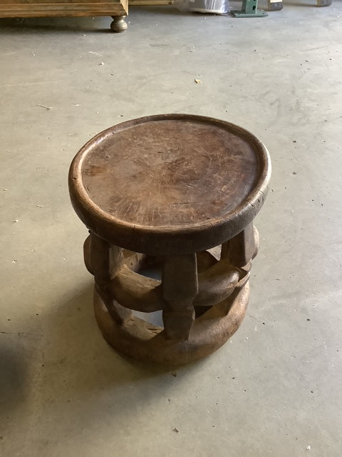 Hand Carved Lattice Indigenous West African Stool