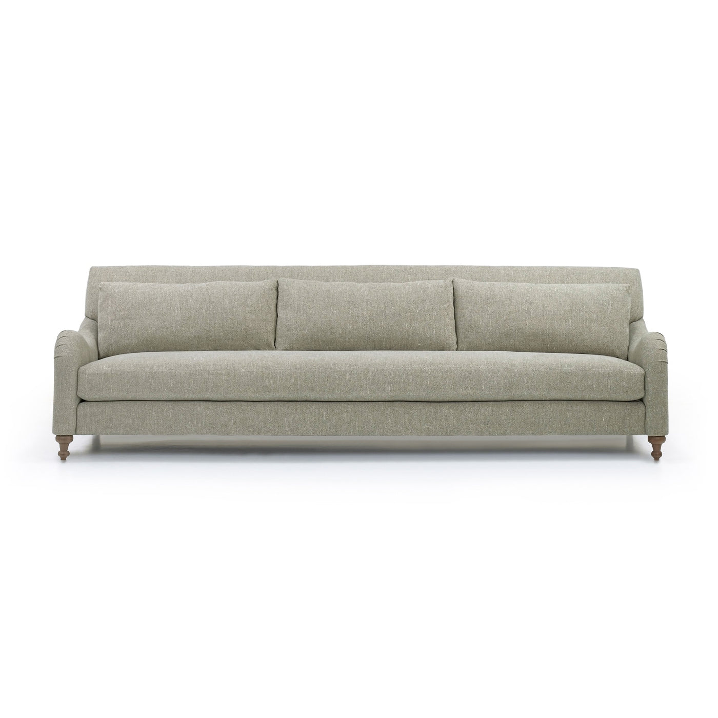 Custom order margot sofa beige upholstered three-seater with tufted back and wooden legs for comfortable seating