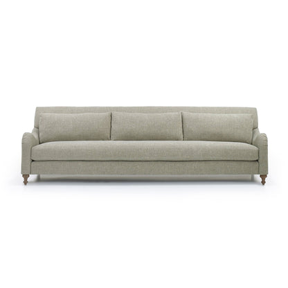 Custom order margot sofa beige upholstered three-seater with tufted back and wooden legs for comfortable seating