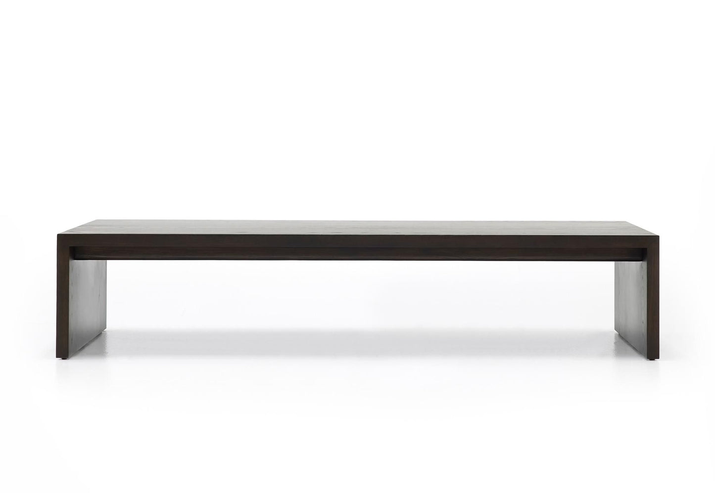 Menorca ash coffee table 60 inch floor model in dark wood with sleek minimalist design and clean lines