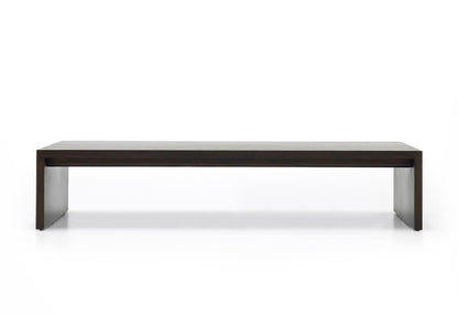 Menorca ash coffee table 60 inch floor model in dark wood with sleek minimalist design and clean lines