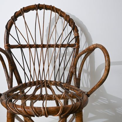 1950s Bentwood and Wicker Arm Chairs