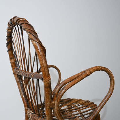 1950s Bentwood and Wicker Arm Chairs