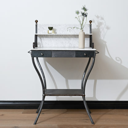 Early 20th C Metal and Marble Bathroom Table