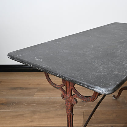 19th C French Garden Table with Blue Stone Top