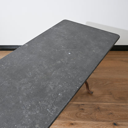 19th C French Garden Table with Blue Stone Top