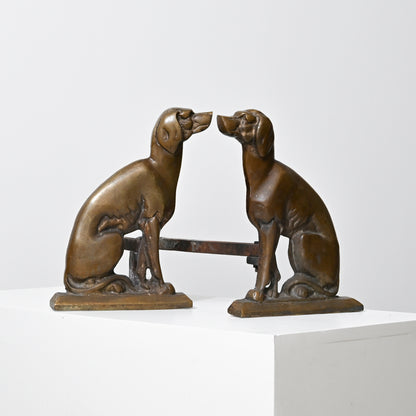 Antique Brass Dog Andirons