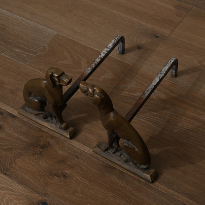 Antique Brass Dog Andirons