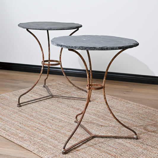 Antique French Bistro Table with Slate Top