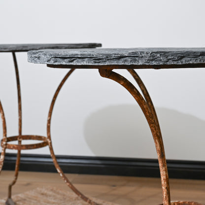 Antique French Bistro Table with Slate Top