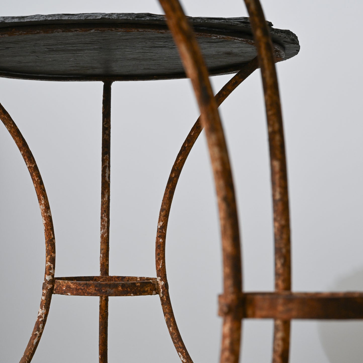 Antique French Bistro Table with Slate Top