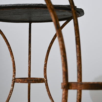 Antique French Bistro Table with Slate Top