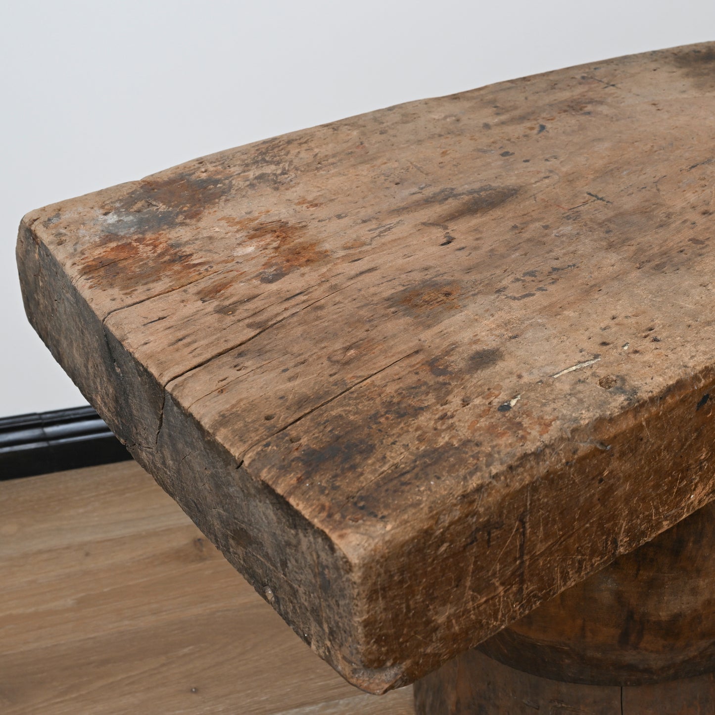 Late 19th C Japanese Mortar "Usu" Table with Solid Hardwood Work Top