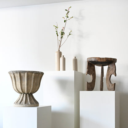 20c French Fluted Concrete Garden Urn