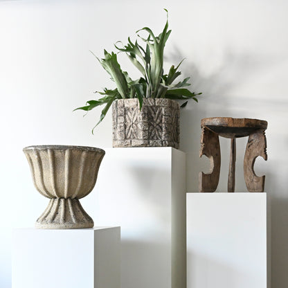 20c French Fluted Concrete Garden Urn