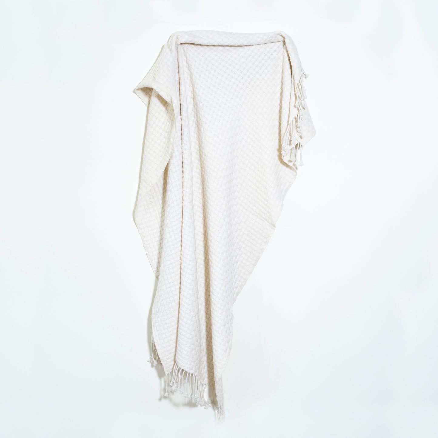 Basket Weave White Throw