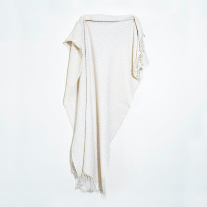 Basket Weave White Throw
