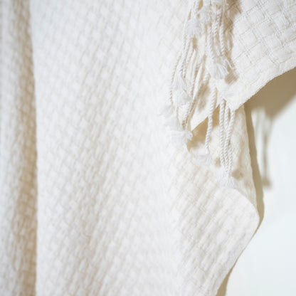 Basket Weave White Throw