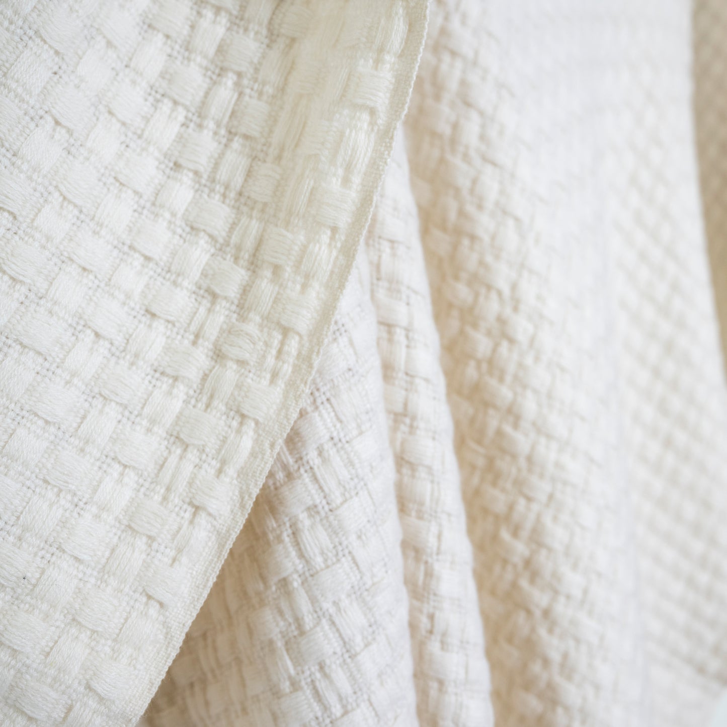 Basket Weave White Throw