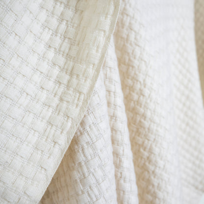 Basket Weave White Throw