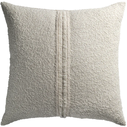 Cream-colored attenborough pillow with textured fabric and central vertical zip seam detail for decorative use