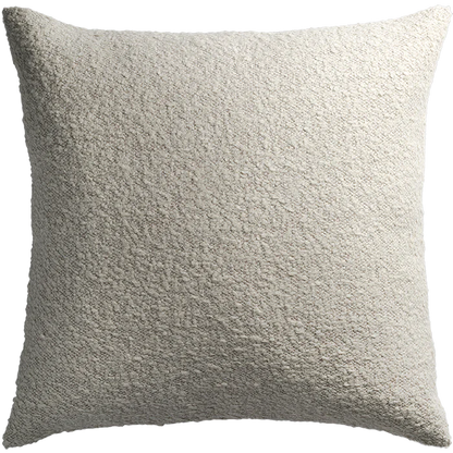 Cream-colored attenborough pillow with zip detail featuring a plush fuzzy textured throw pillow surface