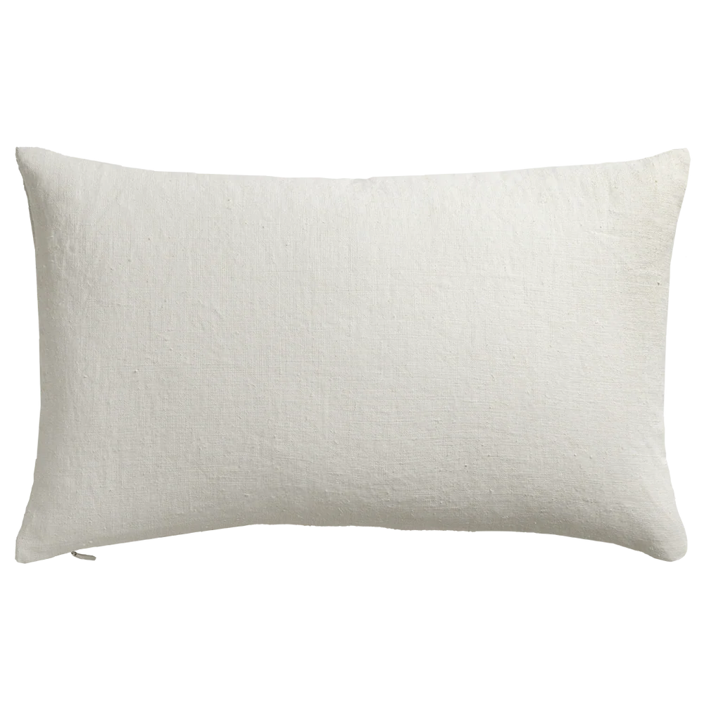 Cream-colored rectangular Painted Linen Panel Pillow with soft textured linen fabric perfect for home decor