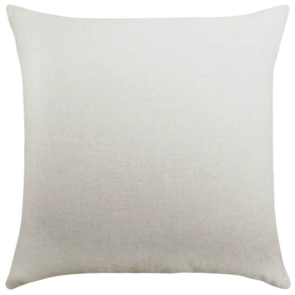 A vintage canvas panelled pillow in plain white with a soft textured fabric surface for home decor