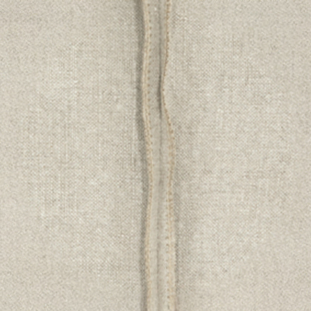 Beige linen fabric with a subtle woven texture and a central zipper track.